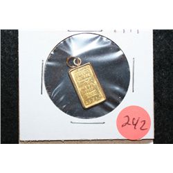 Credit Suisse Gold Ingot; 999.9 Fine Gold 1 Gram With Charm Loop