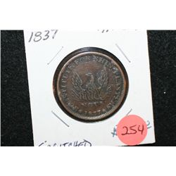 1837 Substitute for Shin Plasters "Hard Times" Token; Scratched