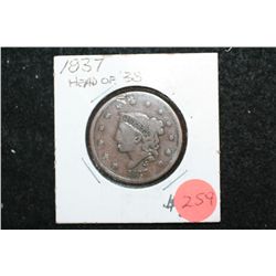 1837 Large One Cent; Head of '38