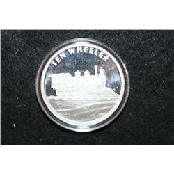 "Ten Wheeler" Train Silver Round; .999 Fine Silver 1 Oz.