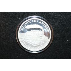 Atlantic City Railroad "4-4-2 Type" Train Silver Round; .999 Fine Silver 1 Oz.