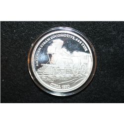 American Steam Locomotive "4-4-0 Type" Circa 1860 Train Silver Round; .999 Fine Silver 1 Oz.