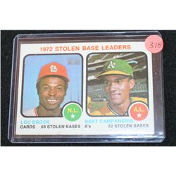 1972 MLB T.C.G. Stolen Base Leaders; Lou Brock St. Louis Cardinals & Bert Campaneris Oakland A's