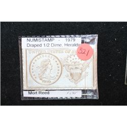 1979 NUMISTAMP Draped 1/2 Dime, Heraldic; Mort Reed