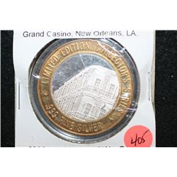 1995 Grand Casino New Orleans LA Limited Edition Two-Tone $10 Gaming Token; .999 Fine Silver .60% Oz