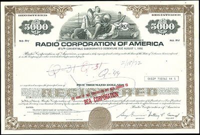 Radio Corporation of America Registered Bond, Archives International
