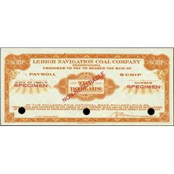 PA. Lehigh Navigation Coal Company Payroll Scrip