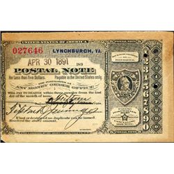 Virginia. U.S. Postal Note.