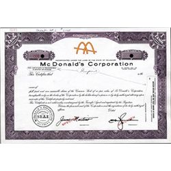 U S Mcdonald 39 S Corp Ipo Stock Certificate