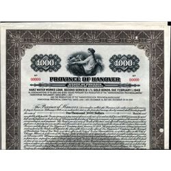 Germany Province of Hanover Bond.