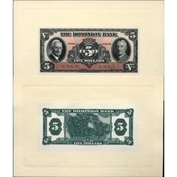 The Dominion Bank Proof Banknote.