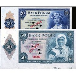 Poland.  Bank Polski Specimen Banknotes