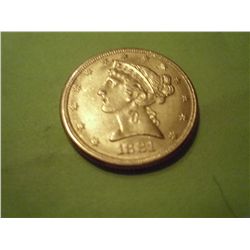 1881 $5 GOLD LIBERTY