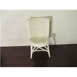 White wicker side chair.