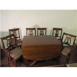 Duncan Phyfe table & Lyre back chairs.
