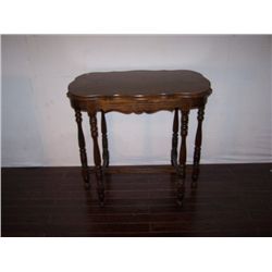 Solid walnut trestle base sofa table.