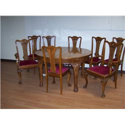 Walnut Chippendale style dining table.