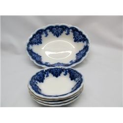 Flow blue oval bowl and nappies.