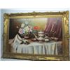 Image 1 : Gilt framed oil on canvas "Tea Time".