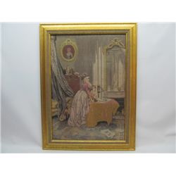 Gilt framed tapestry.