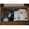 Image 1 : Box Lot of Misc. Electronics power cords - pouch pads- Denon docking  station- possibly for I Phone