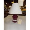 Image 1 : Burgundy Ceramic Bedside Lamp approx.. 4" x 10" tall without shade