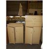 Image 1 : Blonde Cabinets & Shelf Unit 2-cabinets 1- drawer set-- good for garage or  utility room