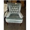 Image 1 : Powder Blue  Velvet Wing Chairs (like new)