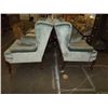 Image 2 : Powder Blue  Velvet Wing Chairs (like new)