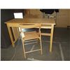 Image 1 : Small Desk Blonde Wood With Fold up Chair approx. 47" x 20" x H 29 1/2"