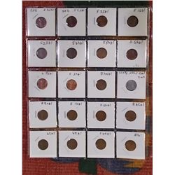 Wheat Back Pennies (20)1918,1929S, 1929, 1937, 1939S, 1940S, 1941S,  1942S, WW11 1943 Steel, 1944S, 