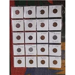 20 Wheat Back Pennies 1-1929, 1-1929S, 1937S, 1939S, 1940S, 1941S,  WW11 1943 Steel, WW11 1943D Stee