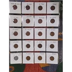 Wheat Back Pennies (20) 1929, 1939S, 1941S, WW11 1943 Steel, 1944S,  1945S, 1946S, 1947S, 1949S, 195