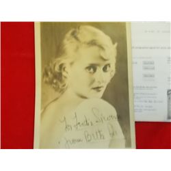 1930'S Bette Davis Signed Autograph 5 x 7 Black & White  consignor guarantee's it  to be authentic f