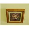 Image 1 : Wood Frame Floral Picture Under Glass approx. 17 x 13 1/2"