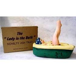 A boxed ''The Lady in the Bath'' novelty ashtray'', painted plaster, length 13.5cm, Reg. No. 8792