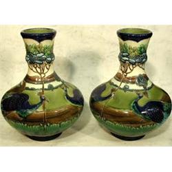 A pair of Burmantofts Faience vases