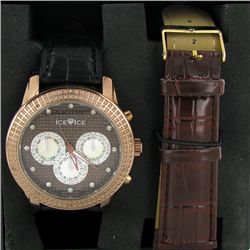 New Ice Time Mens Diamond Bezel Chrono Style Watch (WAT-351)