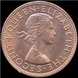 1965 New Zealand 1p MS65+ RARE (COI-10210)