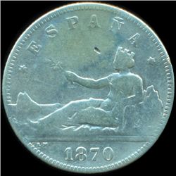 1840 Spain 2p Silver F/VG Scarce (COI-10347)