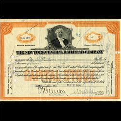 1924 NY Central Railroad Stock Certificate pre-Depression (CUR-06629)