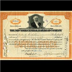 1929 NY Central Railroad Stock Certificate Great Depression (CUR-06634)