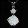 Image 2 : 38.7ct Lab Opal White Gold Vermeil on Sterling Set (JEW-4164)