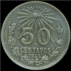 1943 Mexico 50c AU Prooflike (COI-10082)