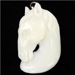 Handcarved Bone Horse Head Pendant 2.5" (JEW-2973)