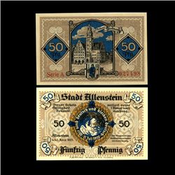 1921 50 Pf Allenstein Germany RARE Crisp Unc Note (CUR-06649)