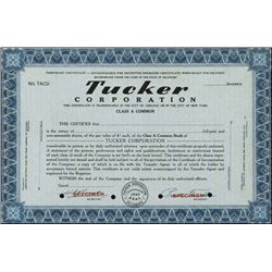 Tucker Corporation Stock Certificate