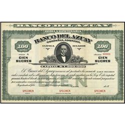 Ecuador. Banco del Azuay Bond Trio.