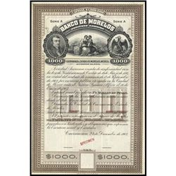 Mexico. Banco de Morelos Specimen