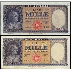 Italy. Bank of Italy Banknote Pair.